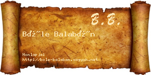 Bőle Balabán névjegykártya